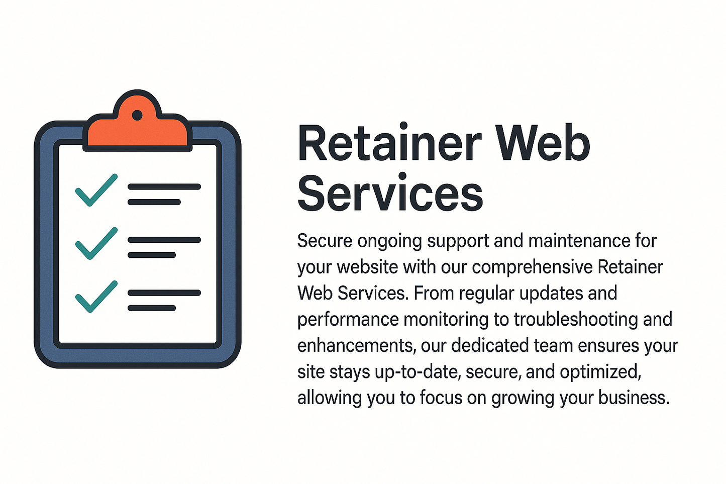Retainer Web Services advertisement with a checklist icon on a white background