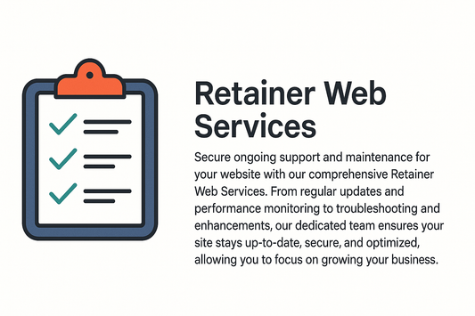 Retainer Web Services advertisement with a checklist icon on a white background